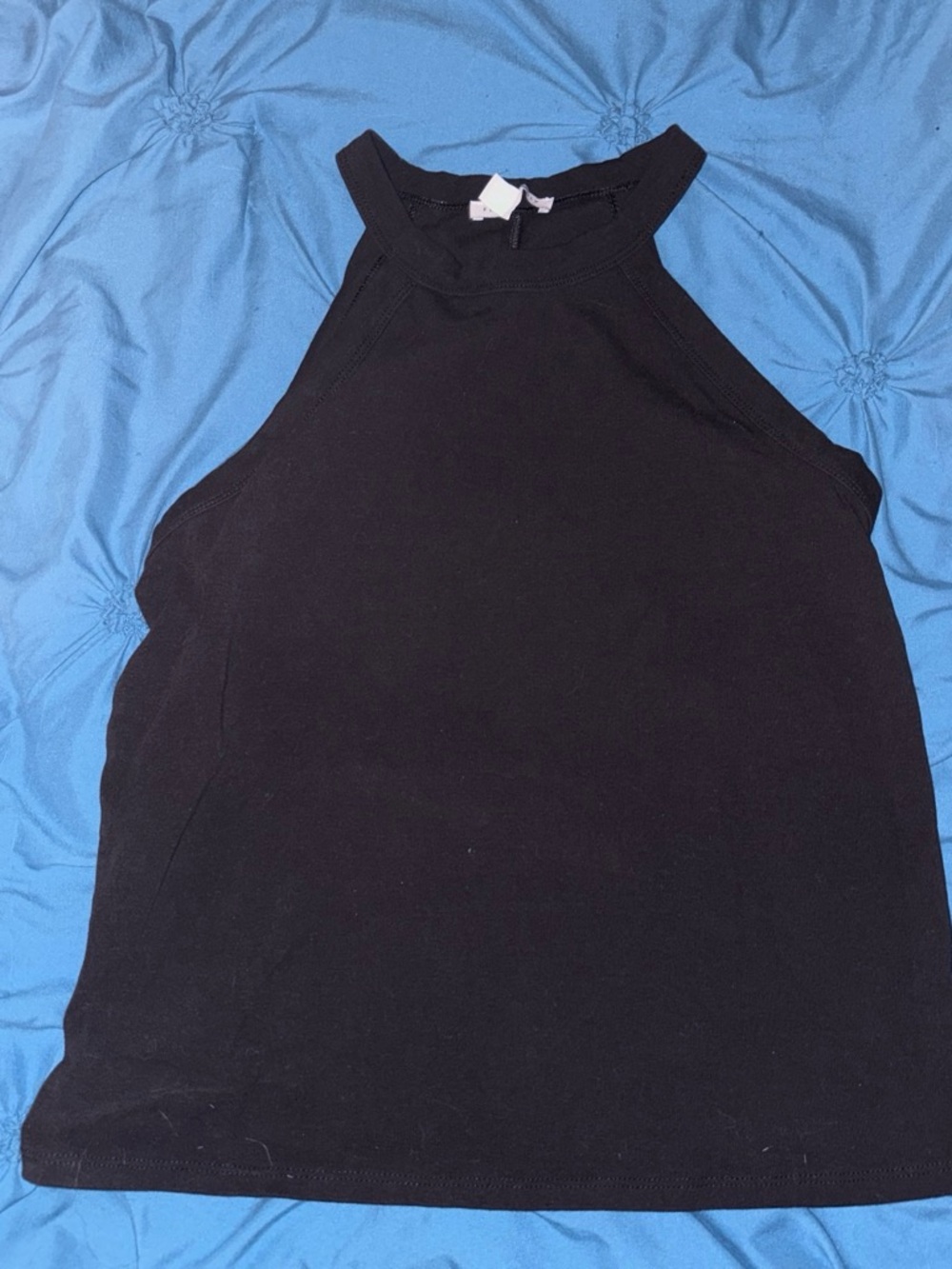 Women's Black High-Neck Halter Tank Top